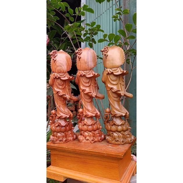 Tượng phật bà quan âm bồ tát bằng gỗ hương đá liền khối kt 30×9×10cm