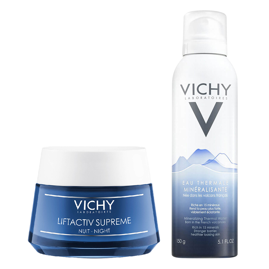 Bộ Chăm Sóc Da Kem Dưỡng Chống Nhăn Và Săn Chắc Da Ban Đêm Vichy Liftactiv Supreme (50Ml)+Nước Khoáng Vichy Mineralizing Water 150Ml