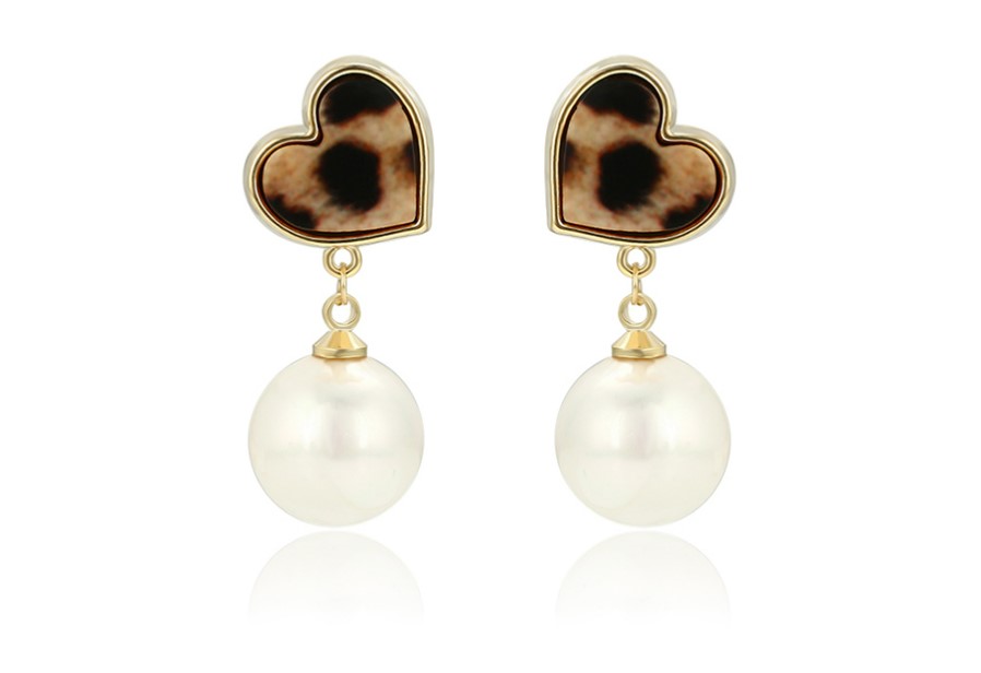 Bông Tai Ngọc Trai Hình Trái Tim NÂU Độc Đáo ER0034 Lilydale Pearl