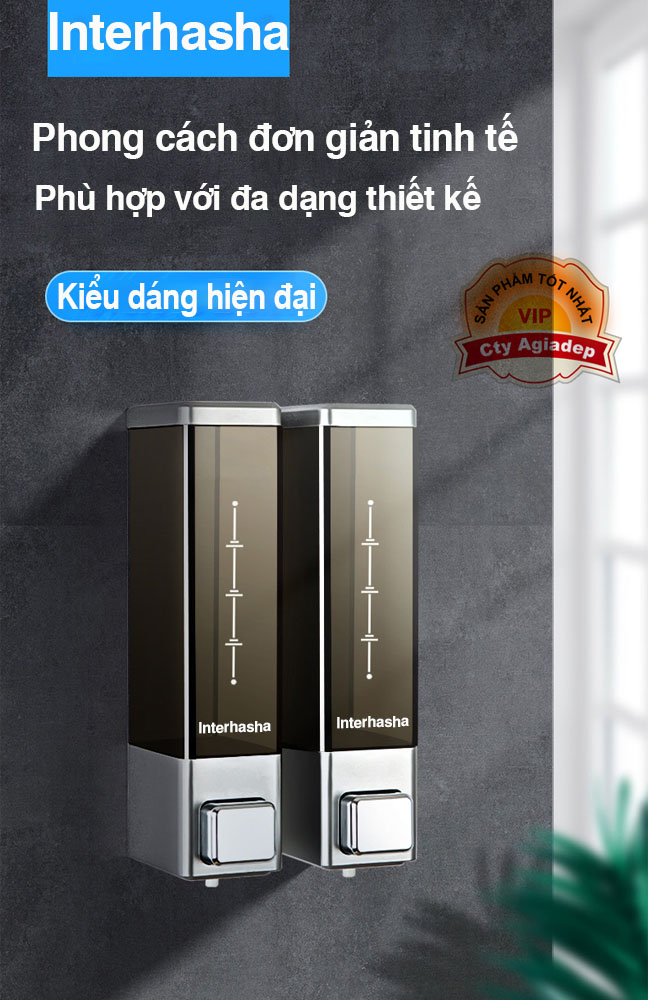 Bộ Hộp đôi đựng dầu gội sữa tắm intehasa + băng siêu dính dán tường không cần khoan