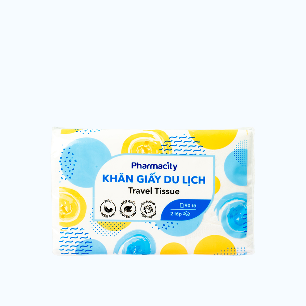 Khăn giấy du lịch Pharmacity (Hộp 90 tờ)