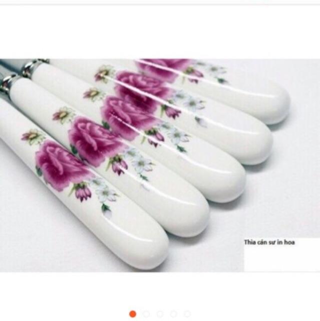 Thìa súp cán sứ hoa 20cm..