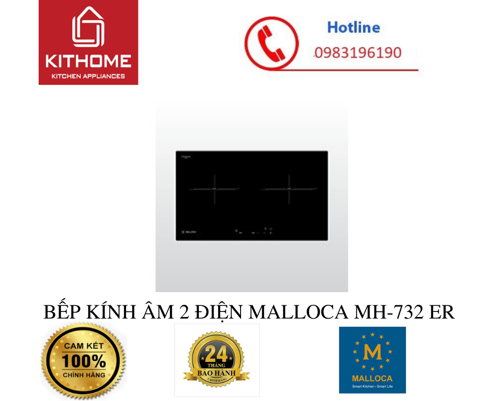 BẾP KÍNH ÂM 2 ĐIỆN MALLOCA MH-732 ER - HÀNG CHÍNH HÃNG