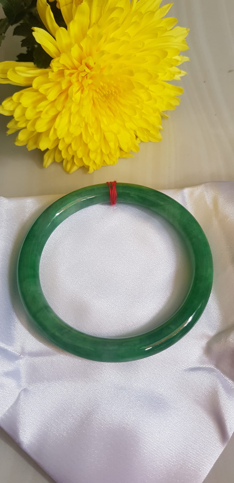 Vòng tay Nam size to đá Cẩm Thạch Đậu Lý QC 66mm x cọng 10mm Vòng màu xanh đậu lý bông đậm đẹp Nam tay to Cân Nặng 78kg - 90kg đeo ạ