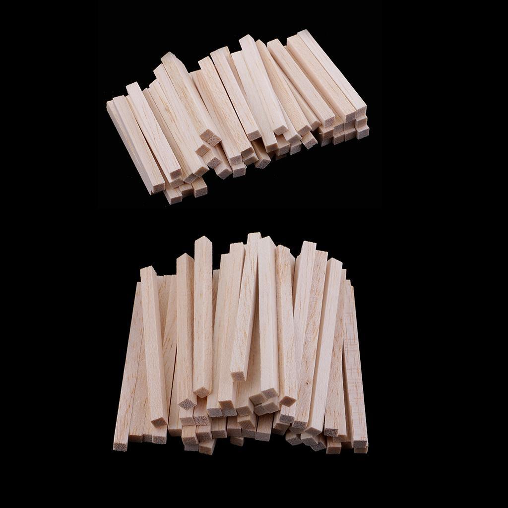 100 Pieces Square Unfinished Balsa Wood Wooden Sticks Dowel Rods for DIY Craft Model
