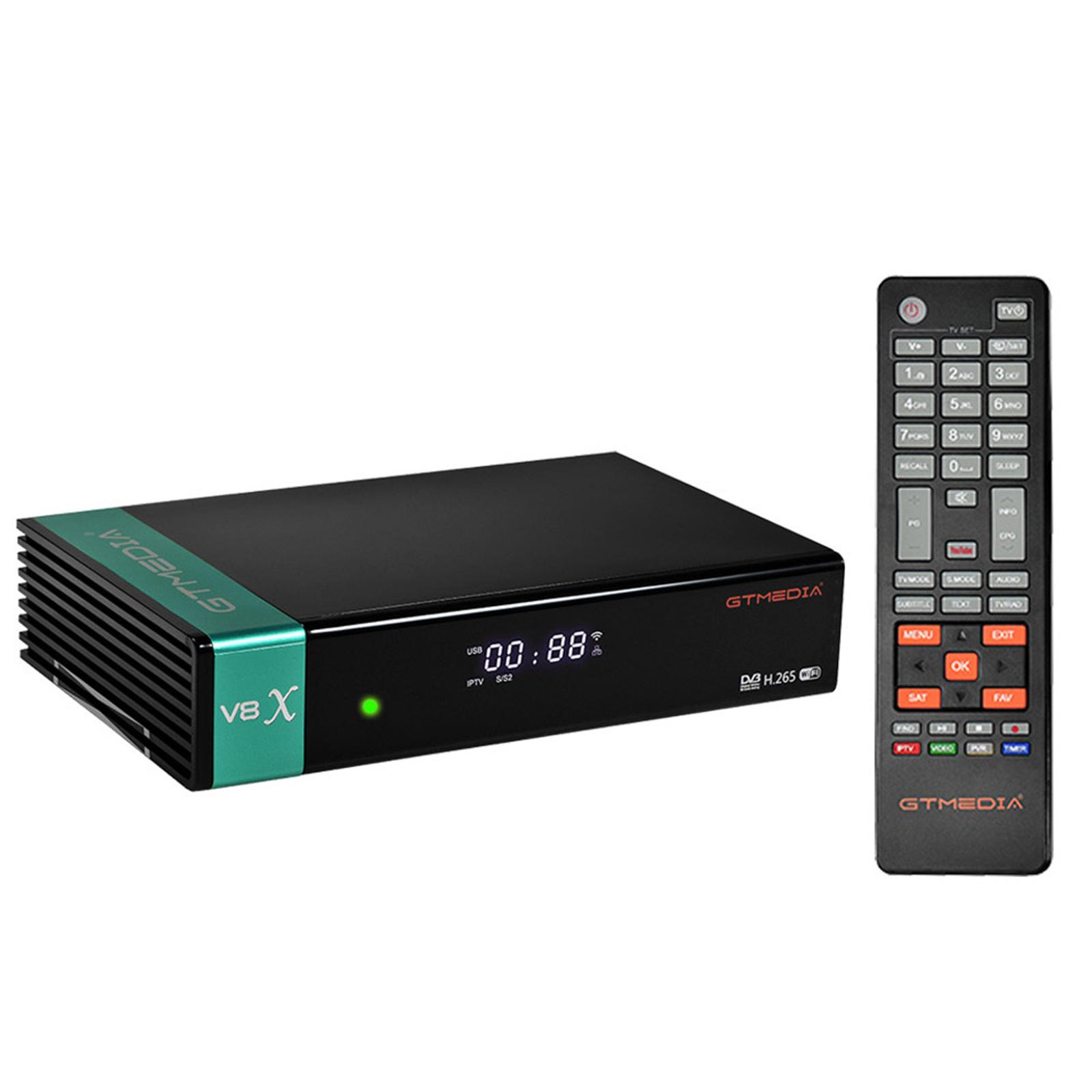 Bộ thu tín hiệu kỹ thuật số GTMEDIA V8X DVB-S / S2 / S2X FTA Hộp giải mã tín hiệu số Full HD 1080P Điều khiển từ xa Tích hợp WiFi H.265 V8