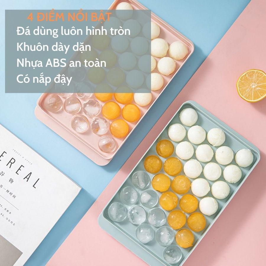 Khay Đá, Khuôn Đá, Khuôn Làm Thạch Vỉ 33 Viên Dang Tròn Có Nắp Đậy An Toàn Tiện Lợi