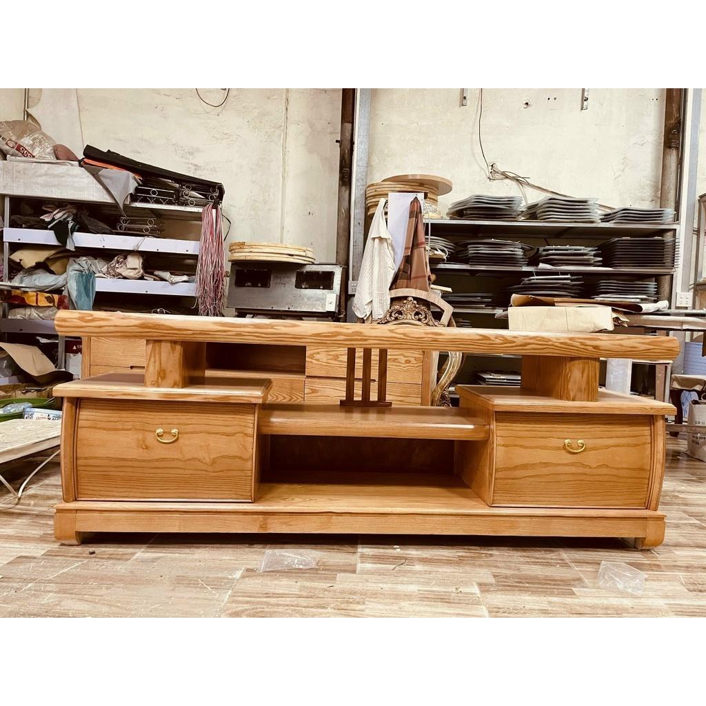 Kệ tivi nhật cong, gỗ sồi dài 2m, 2m2, 2m4