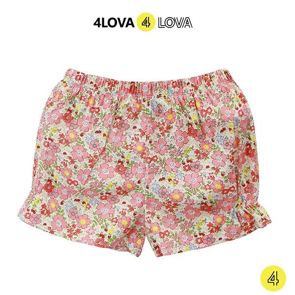 Quần short đùi bé gái 4lOVA mặc nhà đi chơi dáng lửng hoạ tiết hoa nhí xinh xắn thô cotton thoáng mát