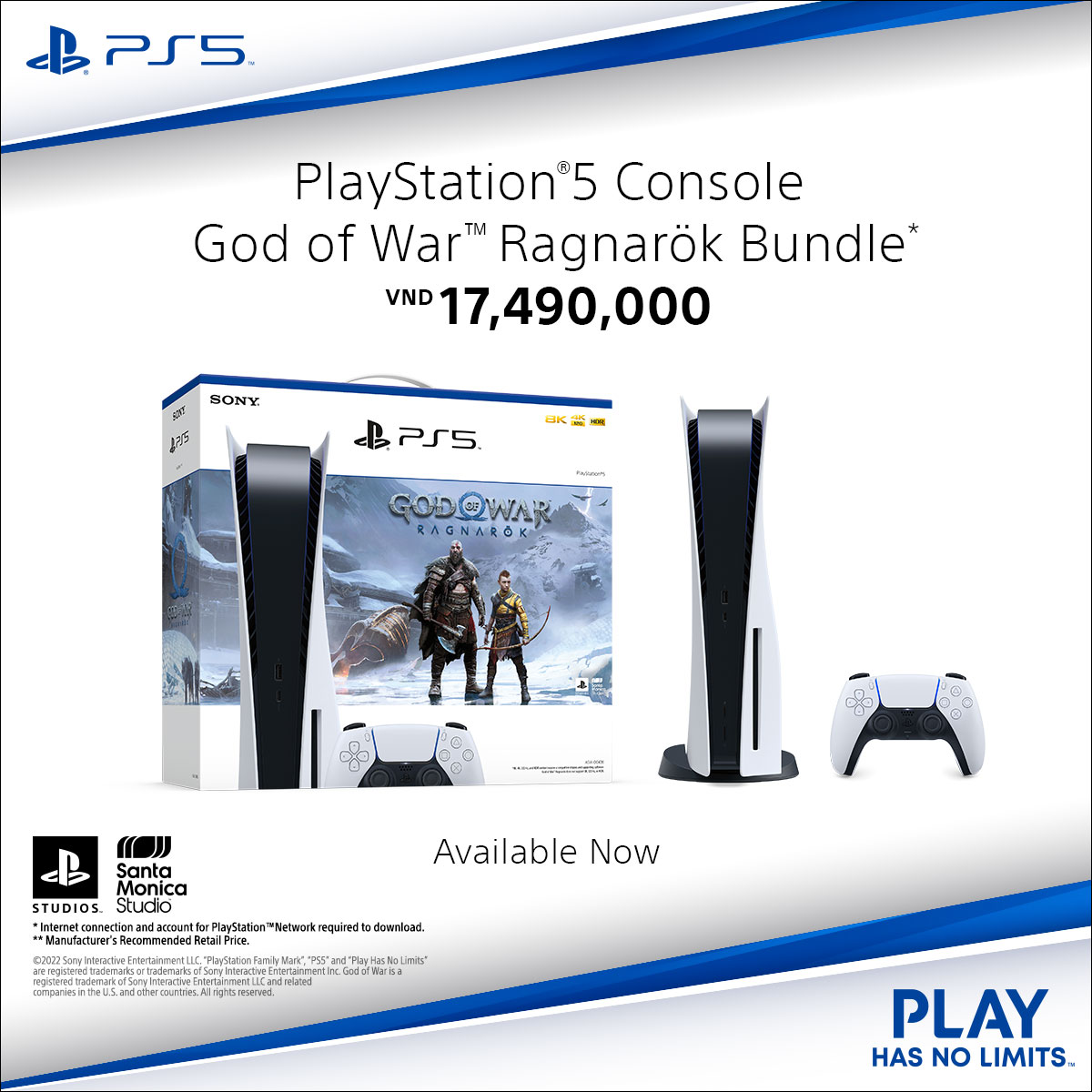 Bundle Máy chơi game Playstation 5 Standard và Đĩa Game God of War Ragnarok - Hàng Chính Hãng