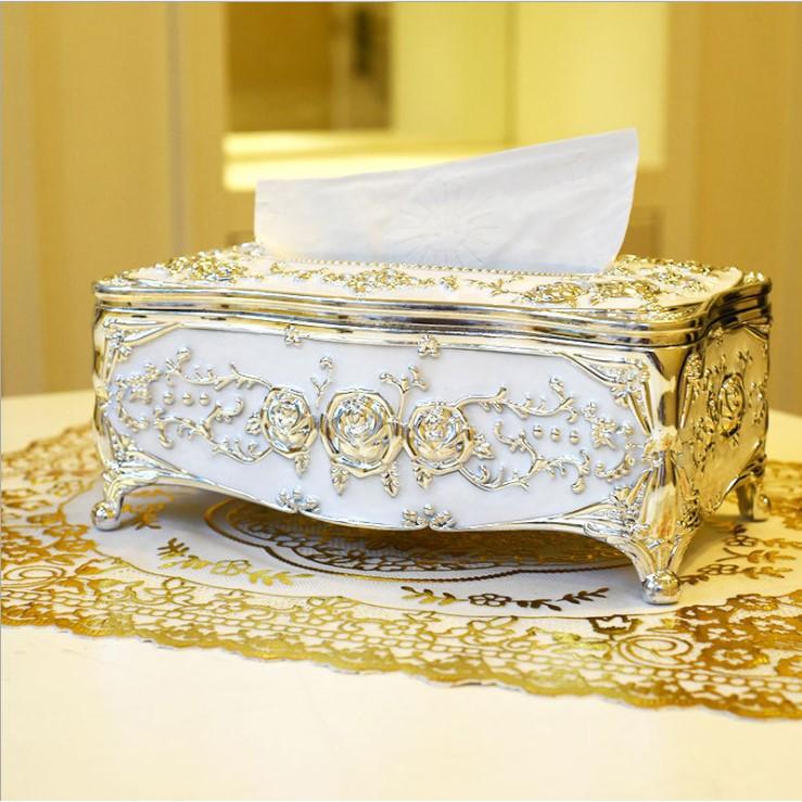 (Xả Kho) Hộp đựng giấy ăn và lọ tăm phong cách mạ Vàng, Bạc cao cấp phong cách hoàng gia (Siêu Tiện Ích)