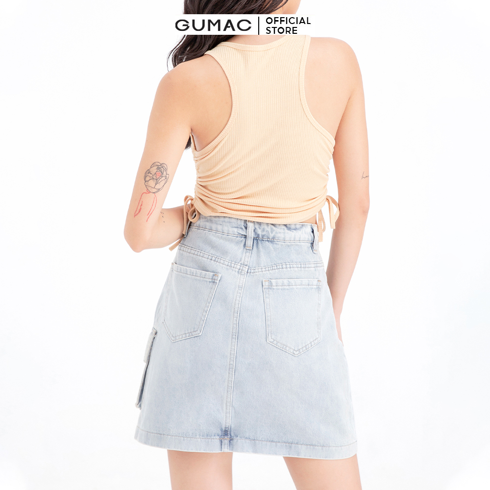 Áo crop-top nữ sát nách rút sườn GUMAC ATB637