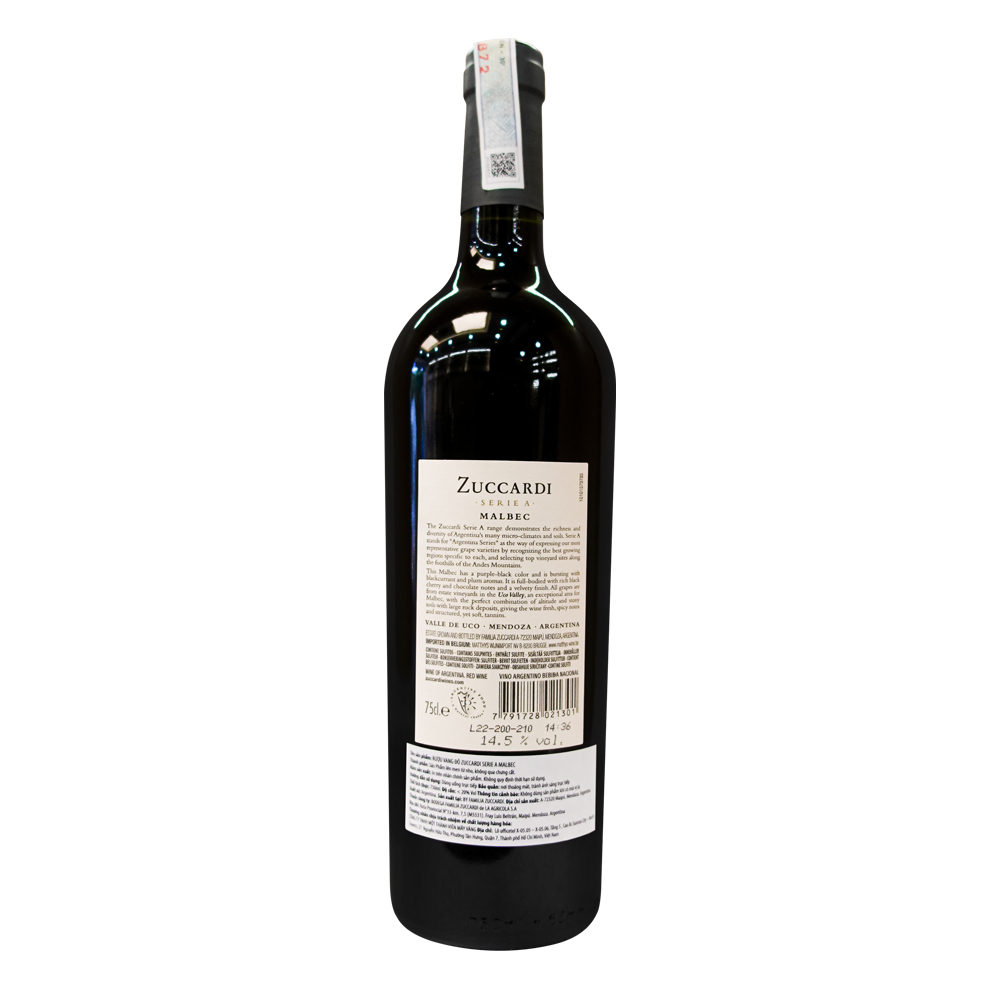 Rượu Vang Đỏ Zuccardi Serie A Malbec 750ml 14.5% - Argentina - Hàng Chính Hãng