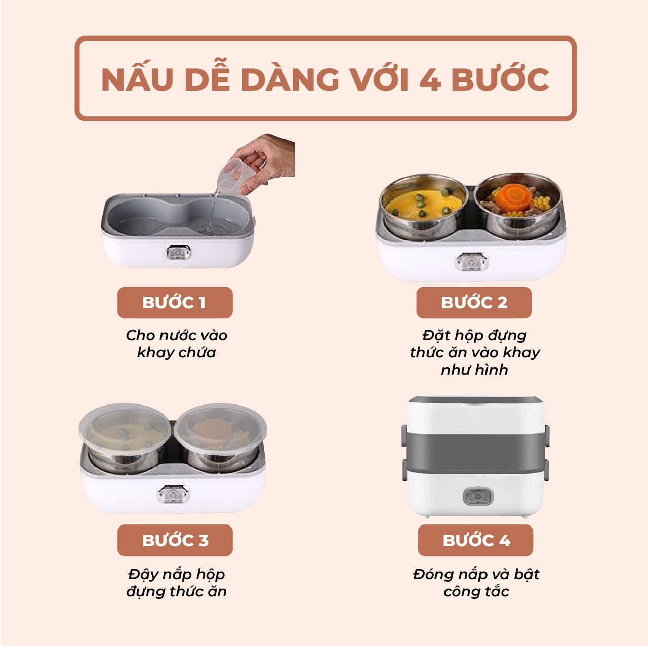 Hộp Cơm Cắm Điện Hâm Nóng Inox Cao Cấp, Hộp Cơm Cắm Điện Văn Phòng Sang Trọng Tiện Lợi, Dễ Sử Dụng