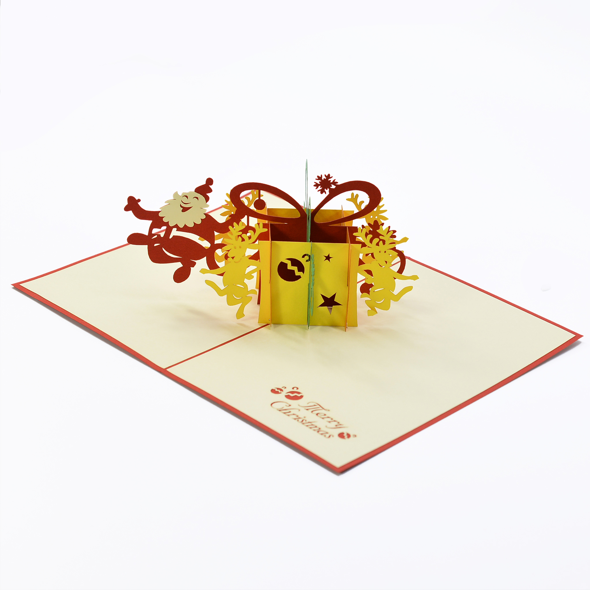 Thiệp 3D handmade, christmas 3D pop-up card Ông già Noel cùng hộp quà size 12x18cm CN112