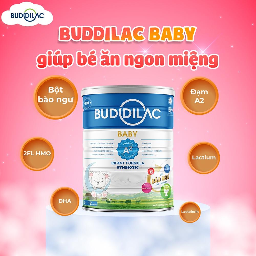 Sữa Bột BUDDILAC Baby Tăng Sức Đề Kháng, Hỗ Trợ Phát Triển Trí Não, Giúp Bé Ăn Ngon Ngủ Sâu Giấc Lon 900gr