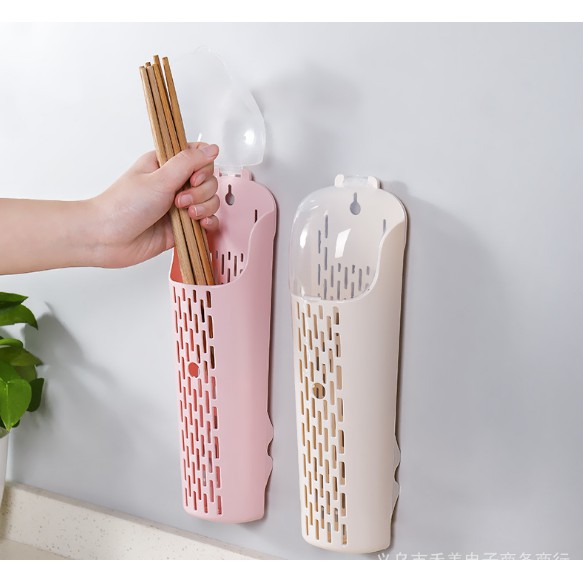 Ống Đựng Đũa Dán Tường Bằng Nhựa Có Nắp, Hũ Đựng Đũa Gắn Tường Nhỏ Gọn Tiện Lợi - Chính hãng MINIIN