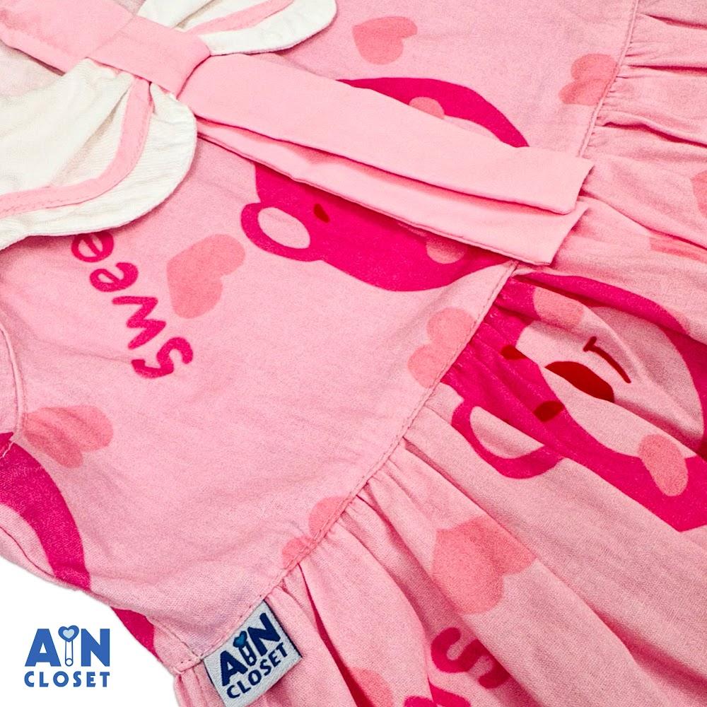 Đầm bé gái họa tiết Gấu Dâu Hồng Cotton - AICDBGQIES5K - AIN Closet