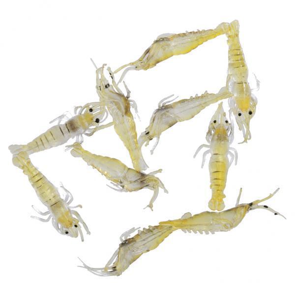 3-6pack 10 pcs Soft Prawn Shrimp Lure Baits Simulation Fishing Lures Yellow