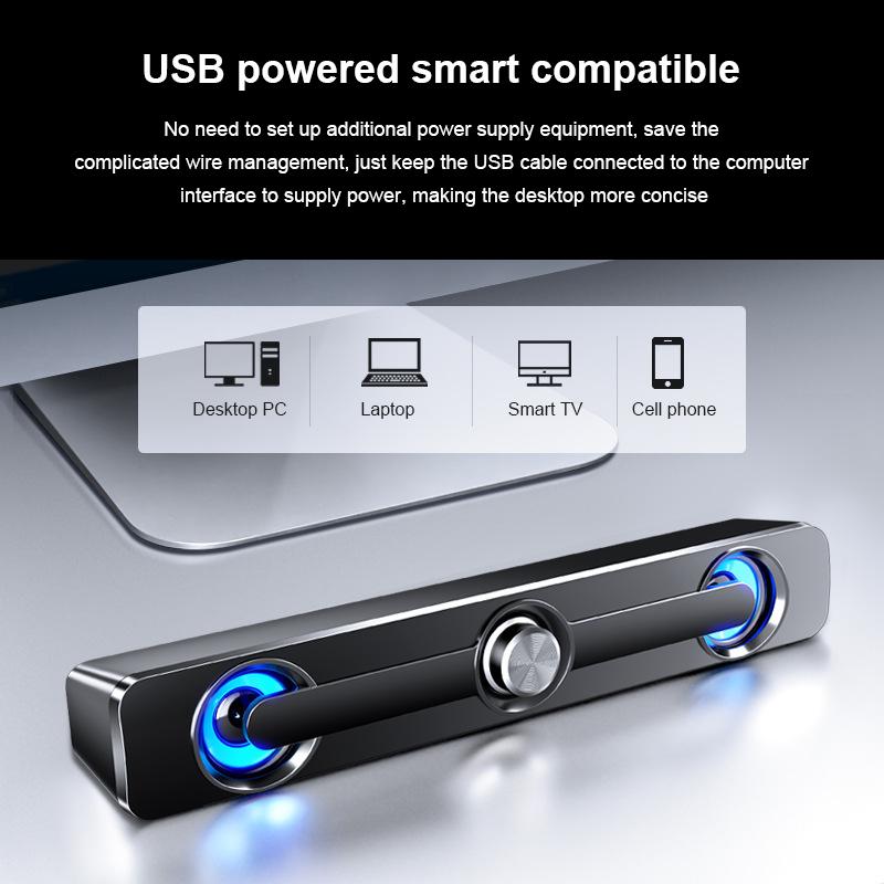 2023 USB Mới Loa Có Dây-Loa Tương Thích Âm Lượng Lớn Loa Di Động Không Dây Cho Máy Tính Máy Tính Âm Thanh Hộp Color: Bluetooth white