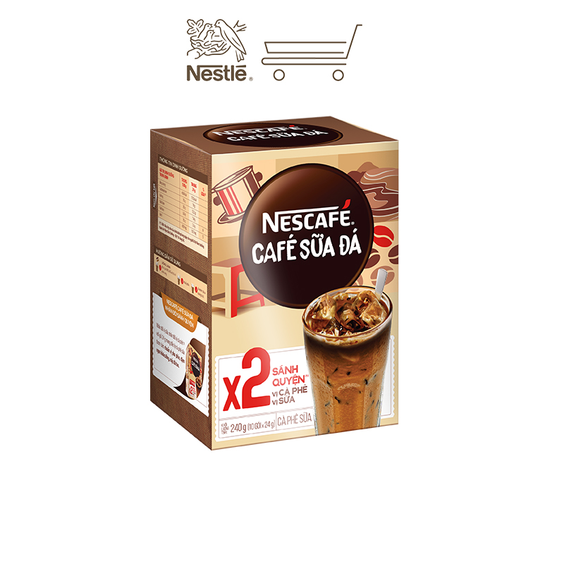 Cà phê hoà tan NESCAFÉ cà phê sữa đá (Hộp 10 gói x 24 g)