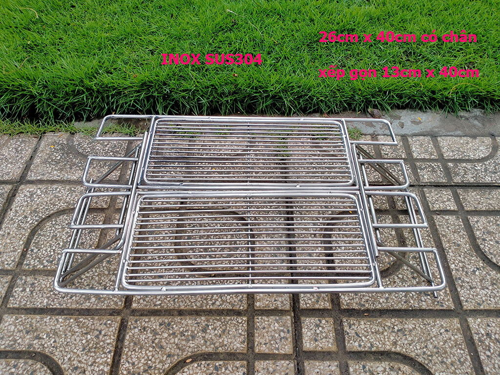 Vỉ nướng xếp gấp gọn dã ngoại, cắm trại, picnic, du lịch bằng inox 304 cao cấp, không ăn mòn, trọn đời không gỉ sét