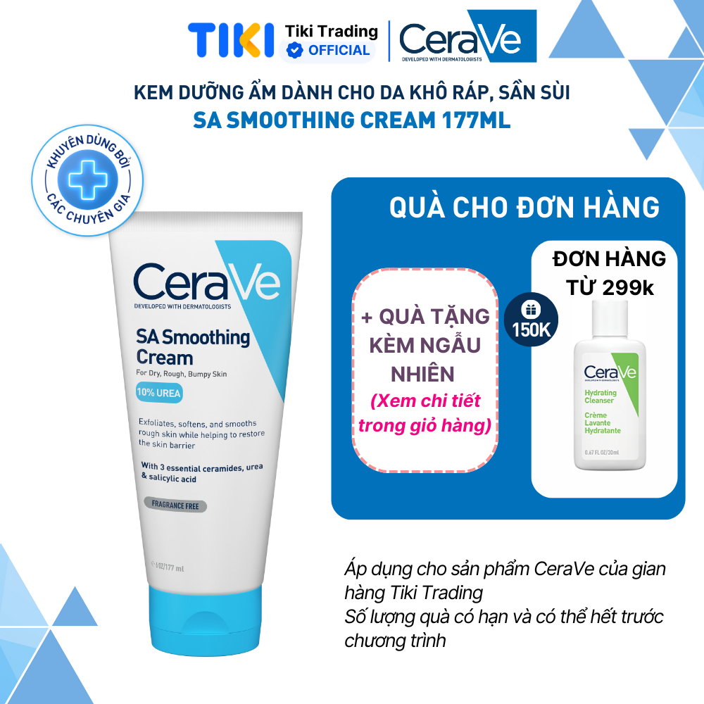 Kem dưỡng ẩm dành cho da khô ráp, sần sùi CeraVe SA Smoothing Cream 177ml