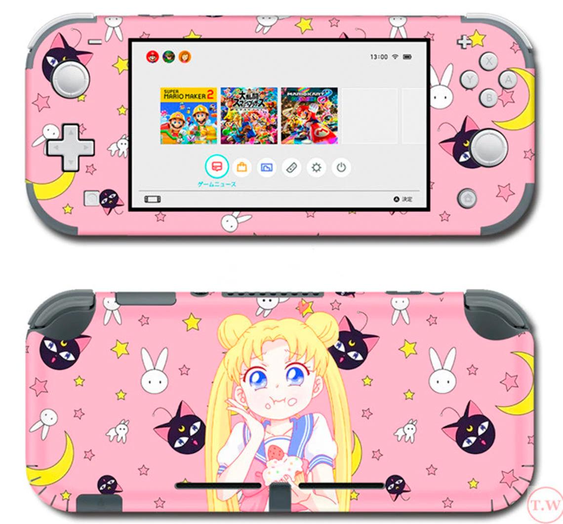 Skin decal dán Nintendo Switch Lite mẫu Thủy thủ mặt trăng &amp; Bunny (dễ dán, đã cắt sẵn)