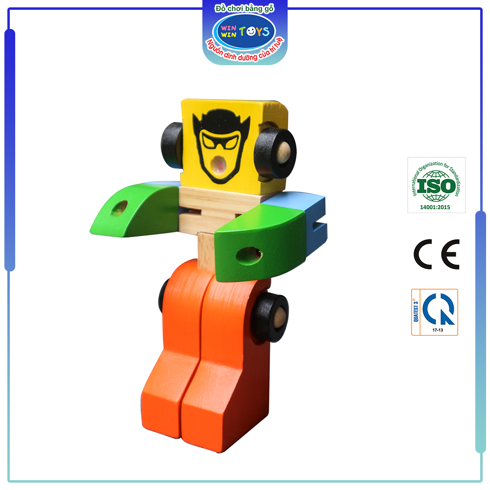 Đồ chơi gỗ Xe biến hình Robot | Winwintoys 65052 | Phát triển trí tưởng tượng và phân biệt màu sắc
