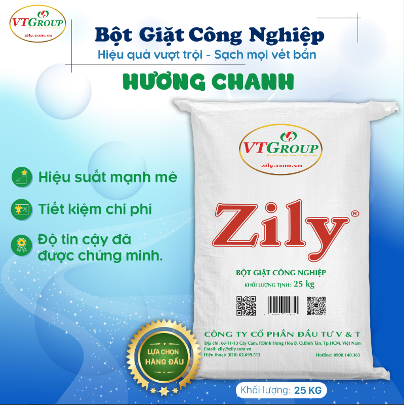 Bột giặt công nghiệp 25kg/bao - Tặng 1 chai tẩy quần áo màu Zily 550g