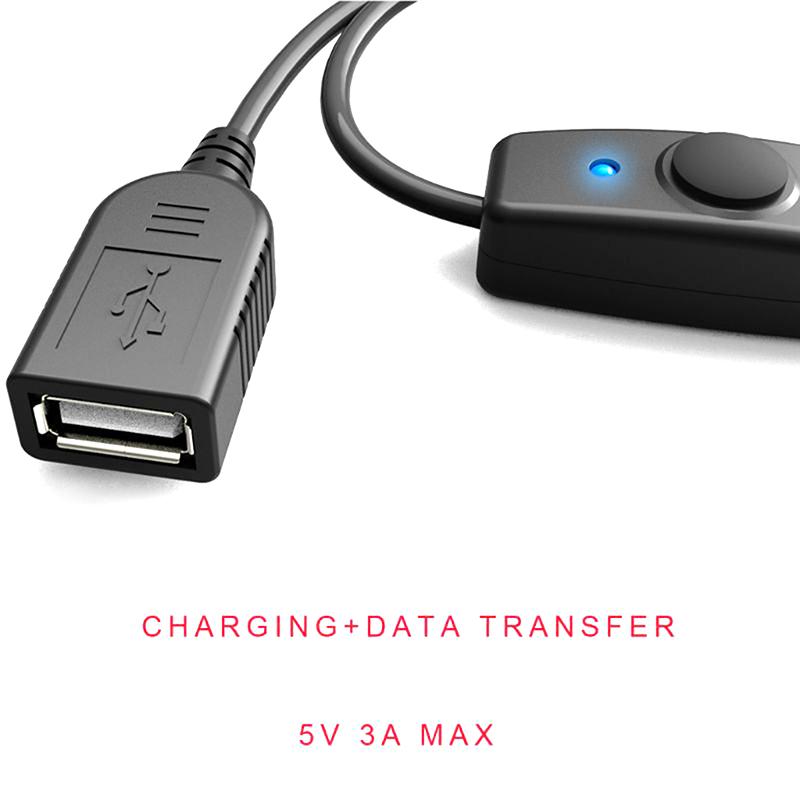 Đồng bộ hóa dữ liệu 0,5/1m Dây nối dài USB 2.0 Cáp nối dài USB có công tắc BẬT TẮT Đèn báo LED cho Raspberry Pi PC Quạt USB Đèn LED Màu sắc: 100cm