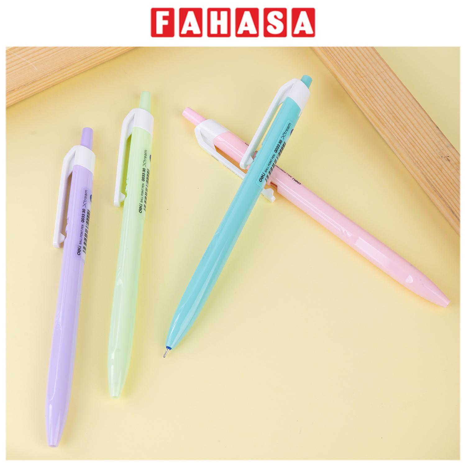 Bút Bi Bấm Xtream Màu Pastel 0.7 mm - Deli Q033 - Mực Xanh (Màu Thân Bút Giao Ngẫu Nhiên)