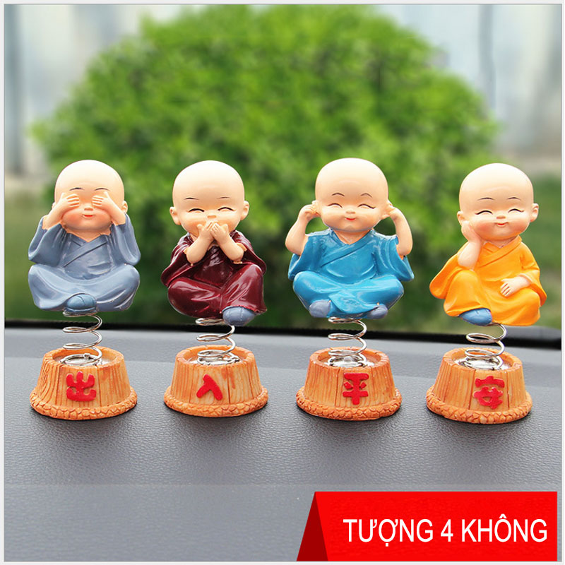 Bộ 4 tượng 4 không trang trí xe xơi bằng nhựa tổng hợp, gắn trên lò xo