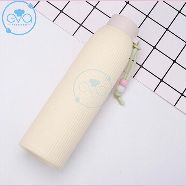 Bình Đựng Nước Thủy Tinh Có Vỏ Bọc Giữ Nhiệt Silicon 420 Ml