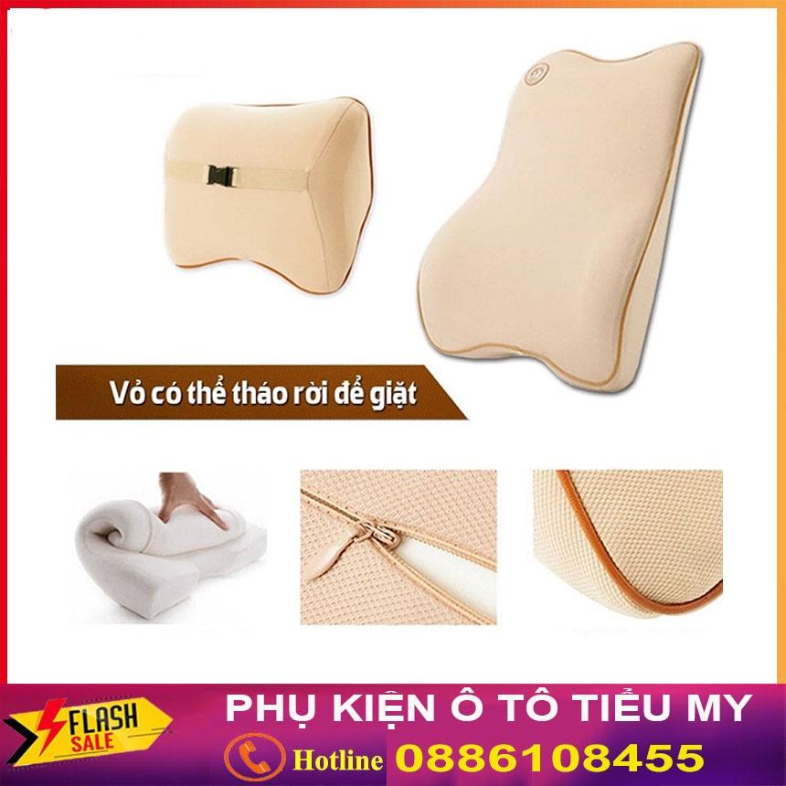 Bộ gối tựa lưng xe ô tô chất liệu cao su non cao cấp chống gù lưng đau mỏi vai gáy Bộ gối tựa xe hơi