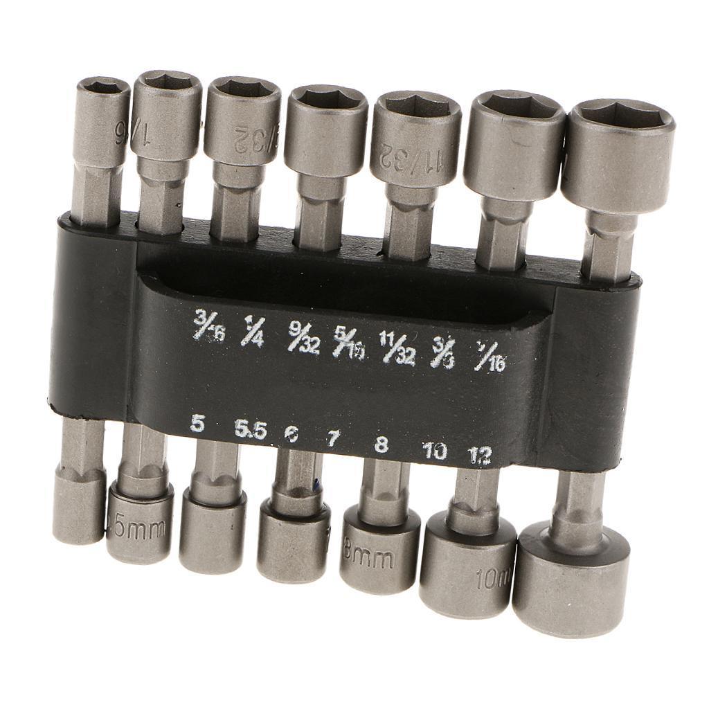 14Pcs 1/4''Hex Socket Bits Adapter Drill Nut Driver Power Extension Wrench