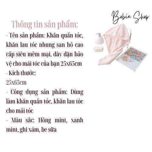 Khăn quấn tóc ủ tóc nhanh khô cao cấp Lông cừu công nghệ Nhật siêu mềm, siêu thấm, siêu dày 26x67cm