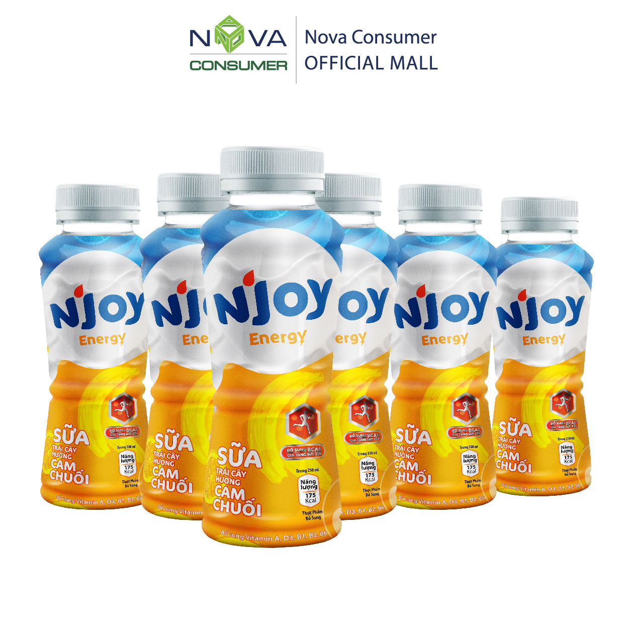 [Combo 6 chai] Sữa trái cây N’Joy Energy hương Cam Chuối (250ml x 6 chai)