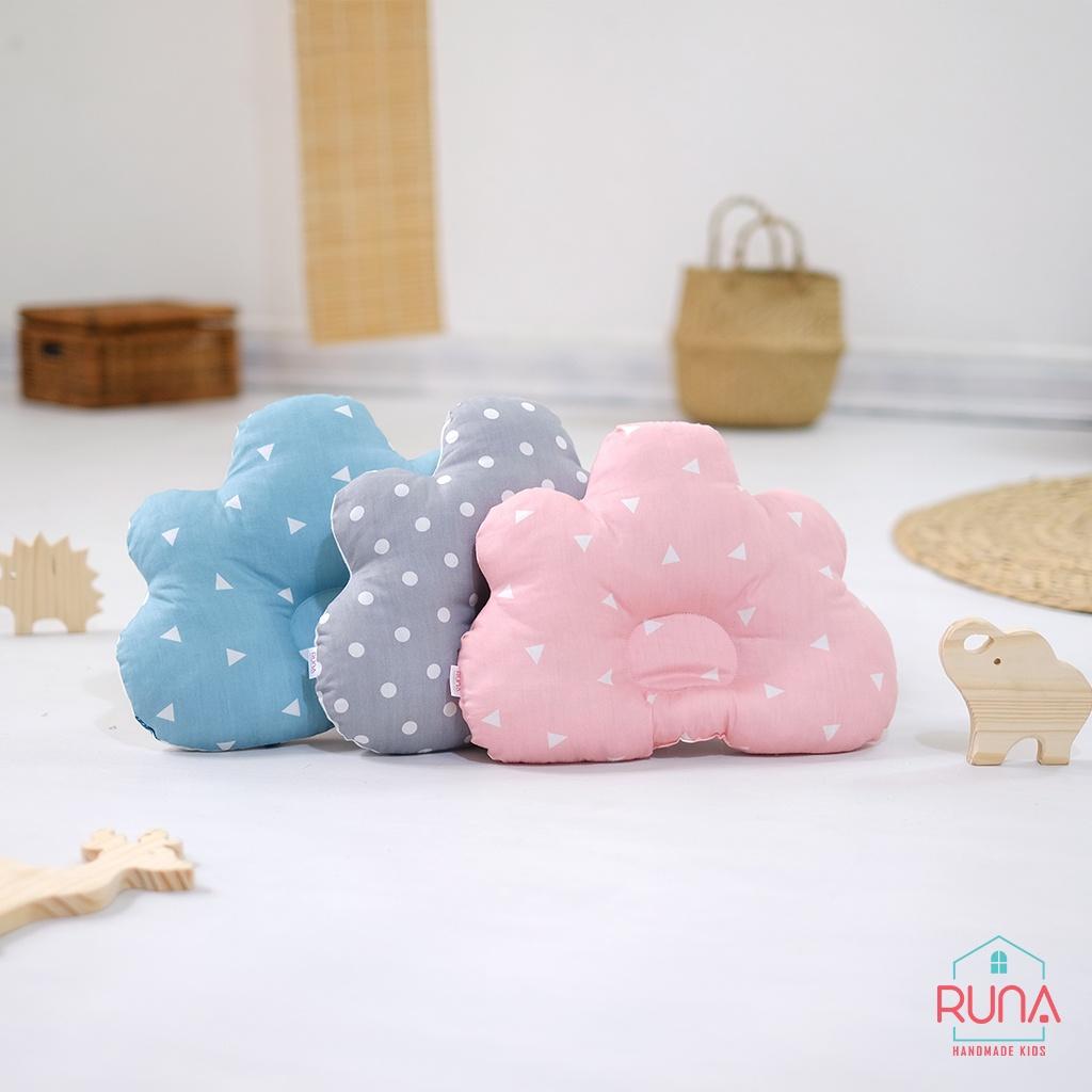 Gối chống bẹp đầu cho trẻ sơ sinh RUNA KIDS Cotton Hàn 100% cao cấp mềm mịn giúp bé ngủ ngon