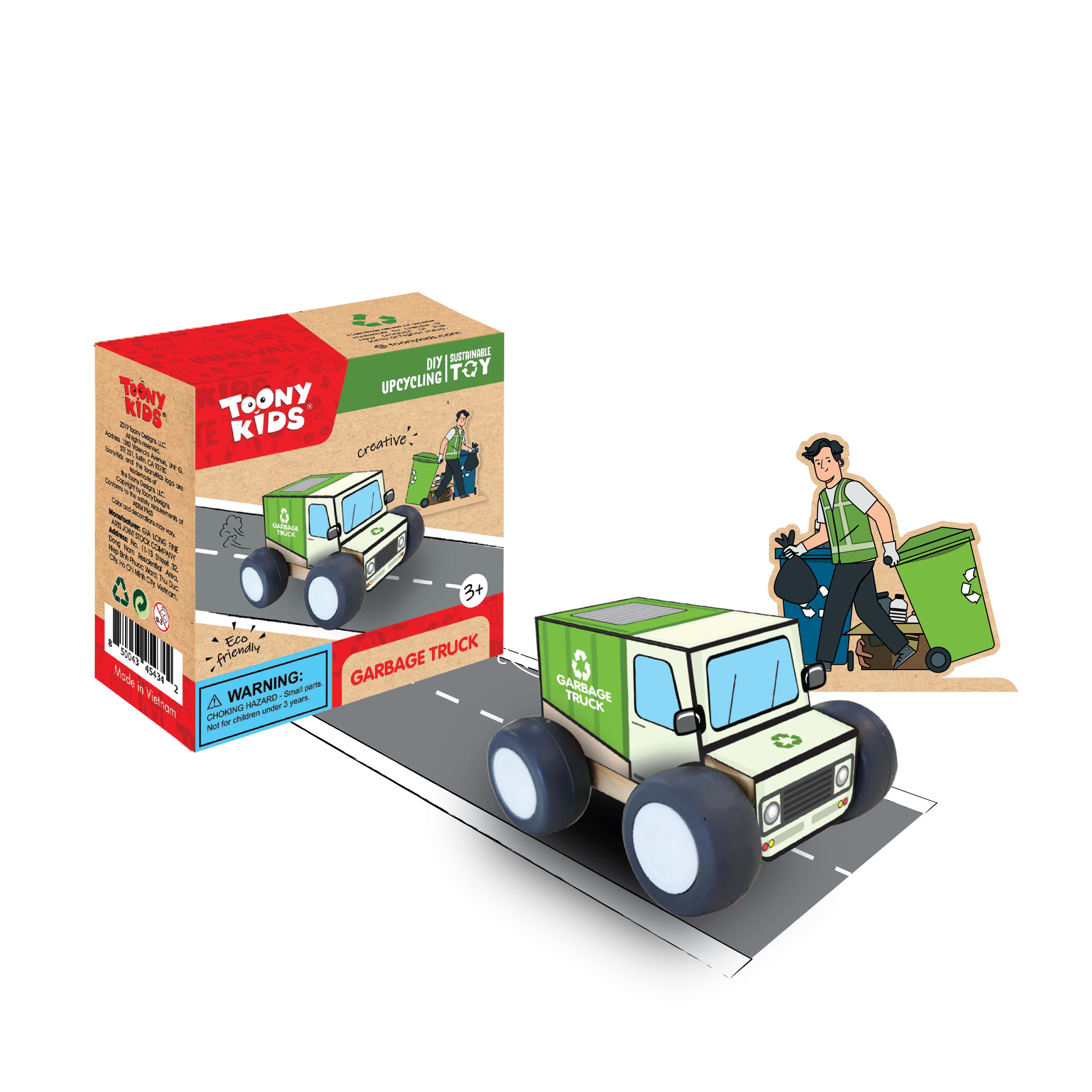 Bộ Đồ Chơi DIY TOONYKIDS Siêu Xe Tái Chế Road Transport Garbage Truck TN00324-005 [Tặng Kèm Sticker