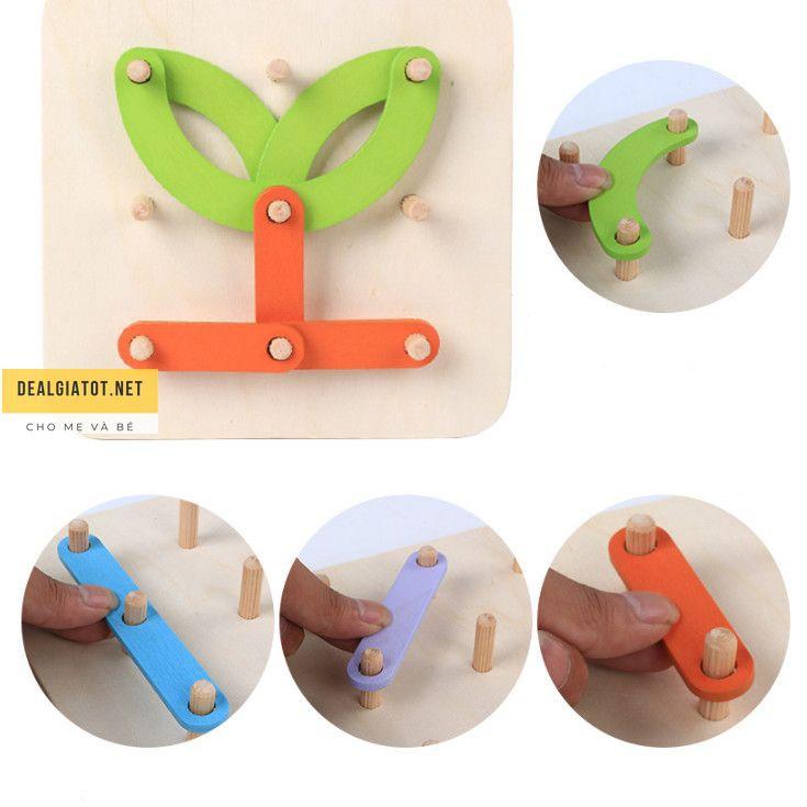 Xếp hình gỗ ghép que tư duy Montessori đồ chơi Simba rèn luyện trí thông minh