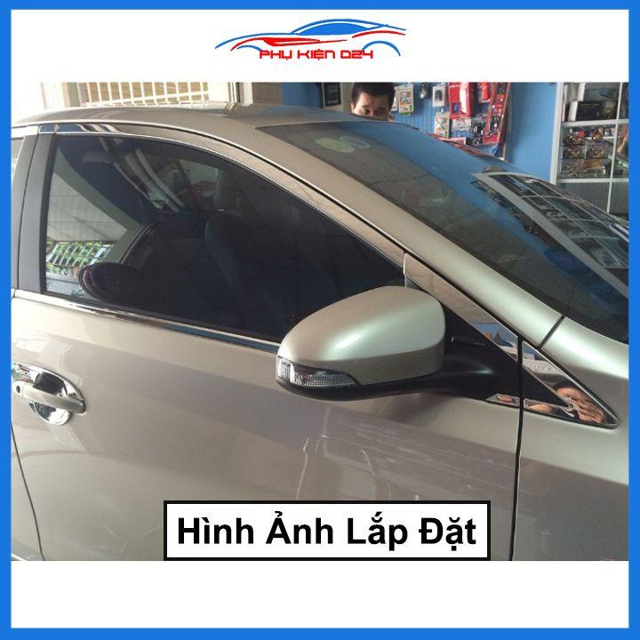 Bộ nẹp viền chân kính cong kính Toyota Vios 2014-2017 Inox sáng bóng chuẩn form xe
