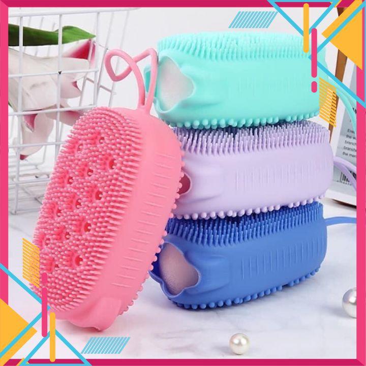 BÔNG TẮM CHÀ LƯNG CỌ LƯNG SILICON 2 MẶT HÌNH GẤU TẠO BỌT CỌ CHÀ LƯNG TIỆN LỢI