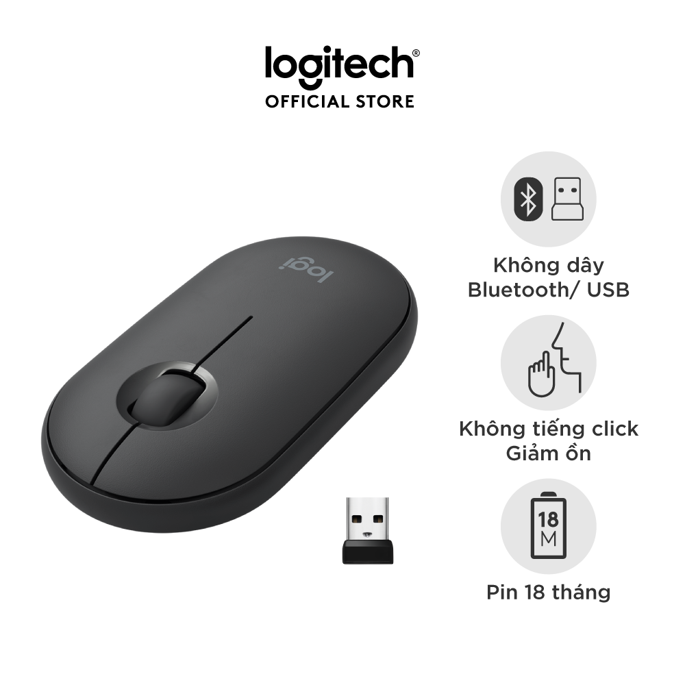 Chuột Bluetooth Silent Logitech Pebble M350 - Hàng chính hãng