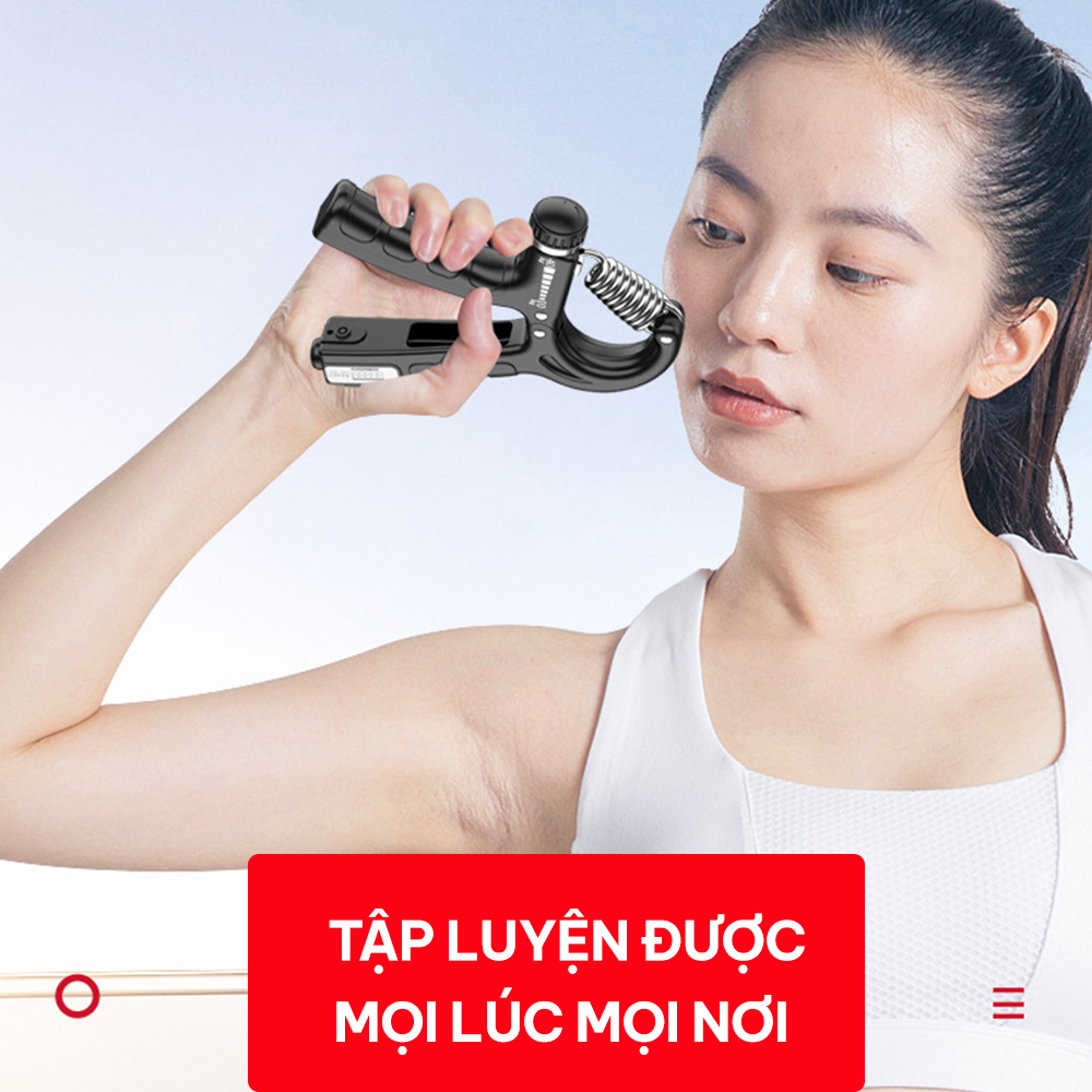 Kìm bóp tay, kìm tập tay chữ A có đếm số tự động GoodFit GF02E kìm tập cơ tay điều chỉnh lực từ 5-60kg