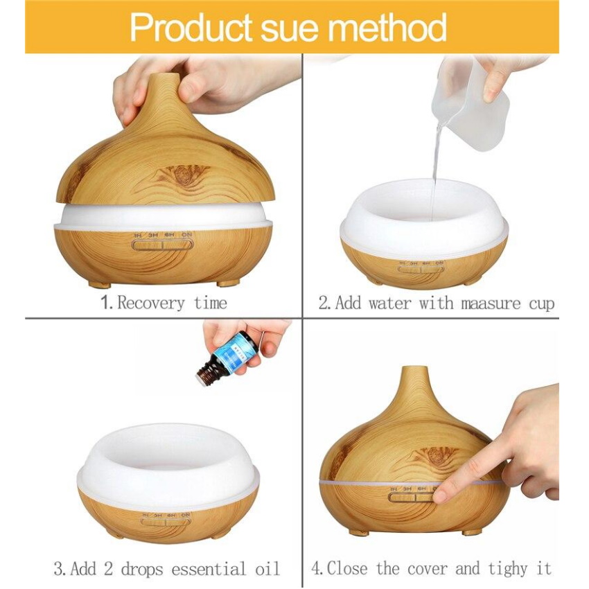 Máy xông và khuếch tán tinh dầu siêu âm hình Bí Ngô - 550ml kèm điều khiển từ xa 206793