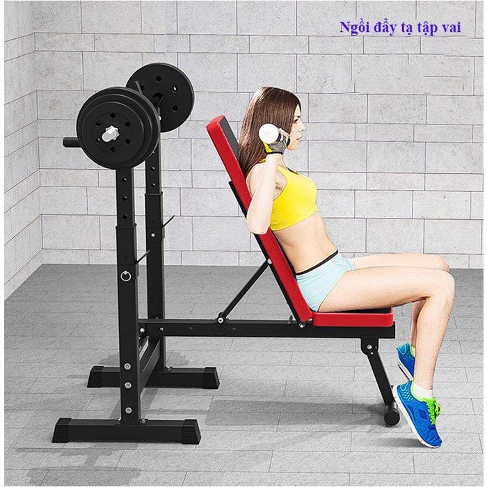 Ghế Tập Tạ, Ghế Tập Gym có Giá Đỡ Tạ Cỡ Đại Tiêu Chuẩn Phòng GYM Tại Nhà ( Không Kèm Đòn Tạ Và Bánh Tạ)