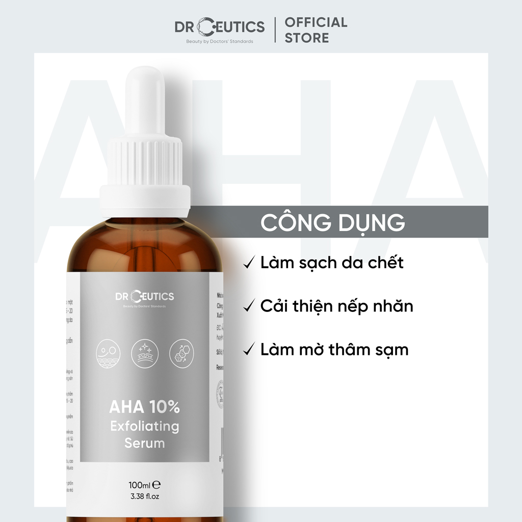 Serum AHA DrCeutics Tẩy Da Chết Làm Sáng Và Chống Lão Hóa Da AHA 10% Exfoliating