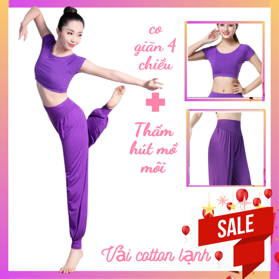 Bộ alibaba tập yoga , tập zumba, tập múa chất thun coton co giãn đa chiều thoáng mát ... Hàng VNXK