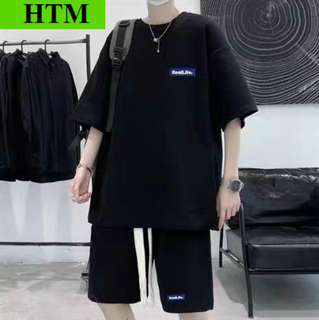 Set Đồ Bộ Mùa Hè Nam Nữ Unisex Chất Thun Thoáng Mát Co Giãn Thấm Hút Mồ Hôi Phối Logo Thời Trang Phong Cách  Bao Ngầu HTM FASHION